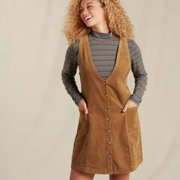 Toad&Co Dresses & Skirts - Toad&Co Large Brown Scouter Cord Jumper Dress Y2K CabinCore Cottage Prairie